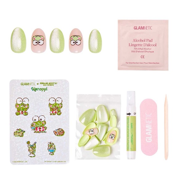 Glamnetic x Hello Kitty and Friends Keroppi Press-On Nails - Green and Pink - Picture 3 of 8